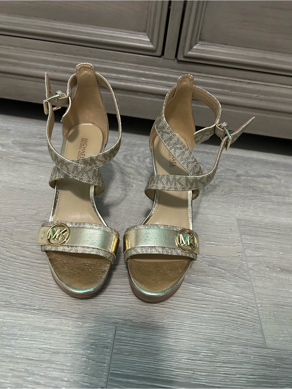 Michael Kors Iridescent Gold Strappy Heel Sandals